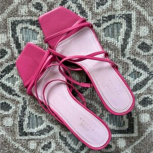 Vibrant Pink X-Strap Sandals